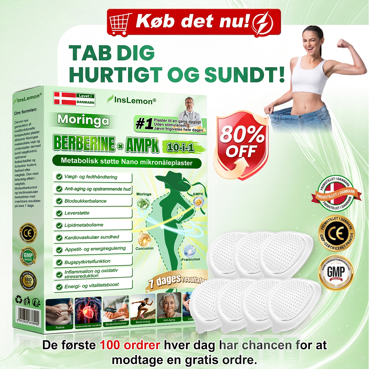 𝐈𝐧𝐬𝐋𝐞𝐦𝐨𝐧® 𝗠𝗼𝗿𝗶𝗻𝗴𝗮 × 𝗕𝗲𝗿𝗯𝗲𝗿𝗶𝗻𝗲 × 𝗔𝗠𝗣𝗞 10-i-1 Metabolisk Support Nano Microneedle Patch 🇩🇰 ✨ Kun 1 dagligt – synlige resultater på 7 dage 💚 Støtter vægtkontrol, hudopstramning & velvære i hverdagen